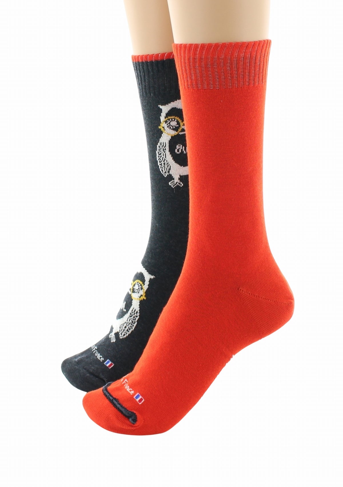 Doubles chaussettes réversibles Hibou Anthracite Intérieur Rouille ANTHRACITE-ROUILLE