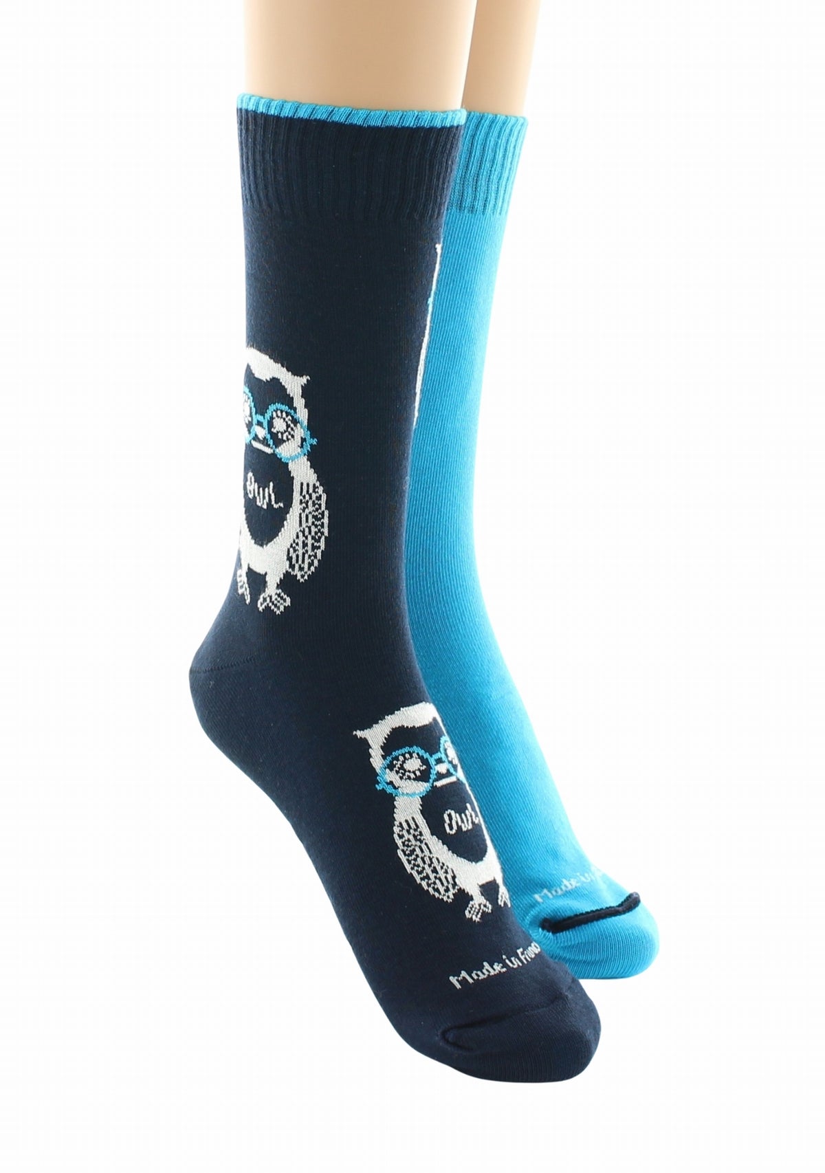 Doubles chaussettes réversibles Hibou Marine Intérieur Bleu vif MARINE-BLEU VIF