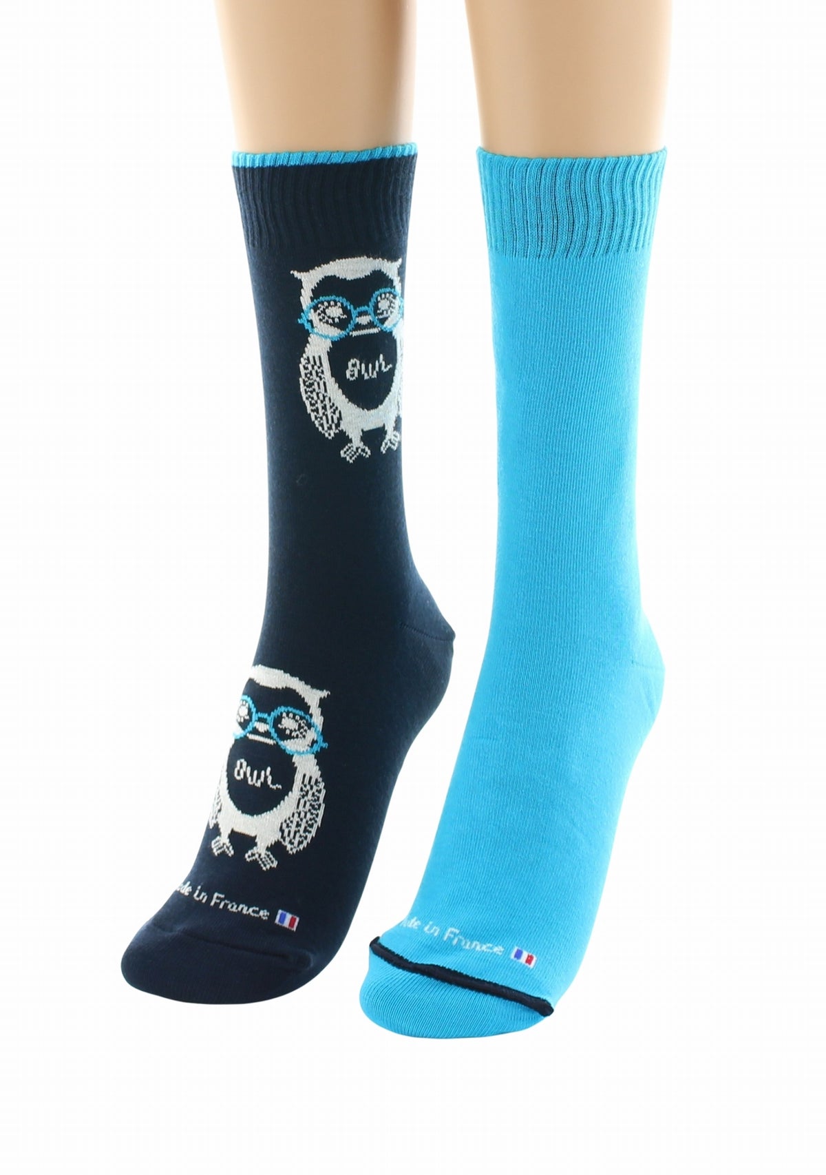 Doubles chaussettes réversibles Hibou Marine Intérieur Bleu vif MARINE-BLEU VIF