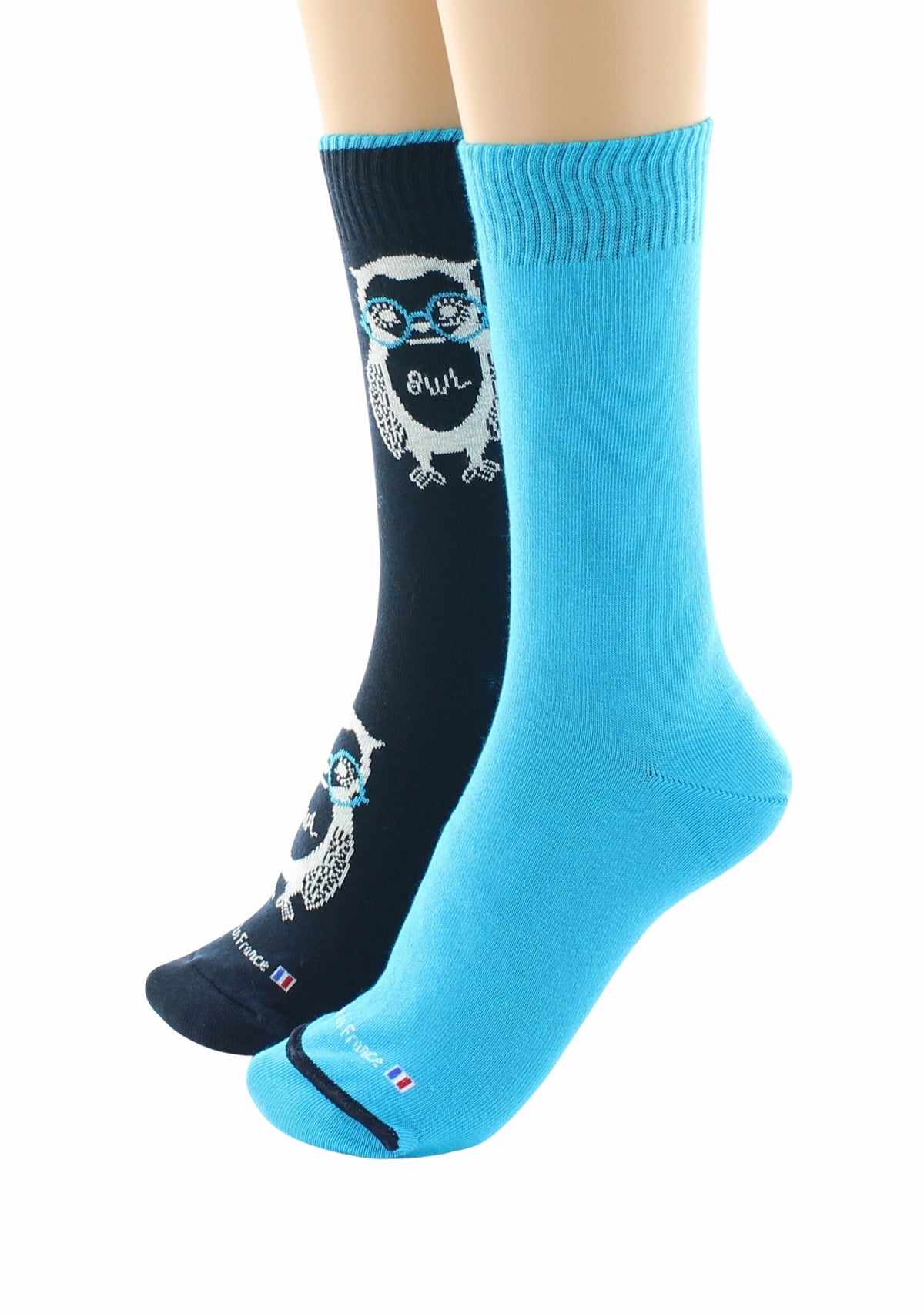 Doubles chaussettes réversibles Hibou Marine Intérieur Bleu vif MARINE-BLEU VIF