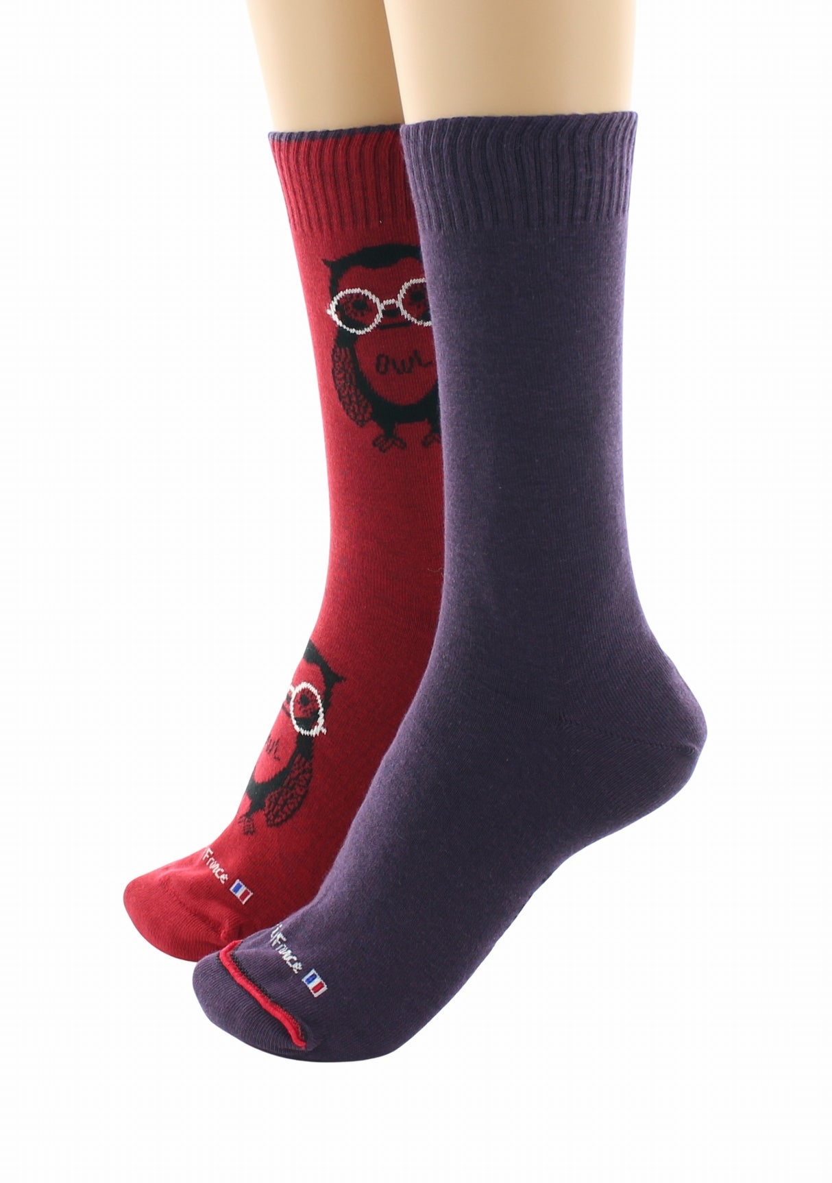 Doubles chaussettes réversibles Hibou Rouge Intérieur Vatican ROUGE-VATICAN