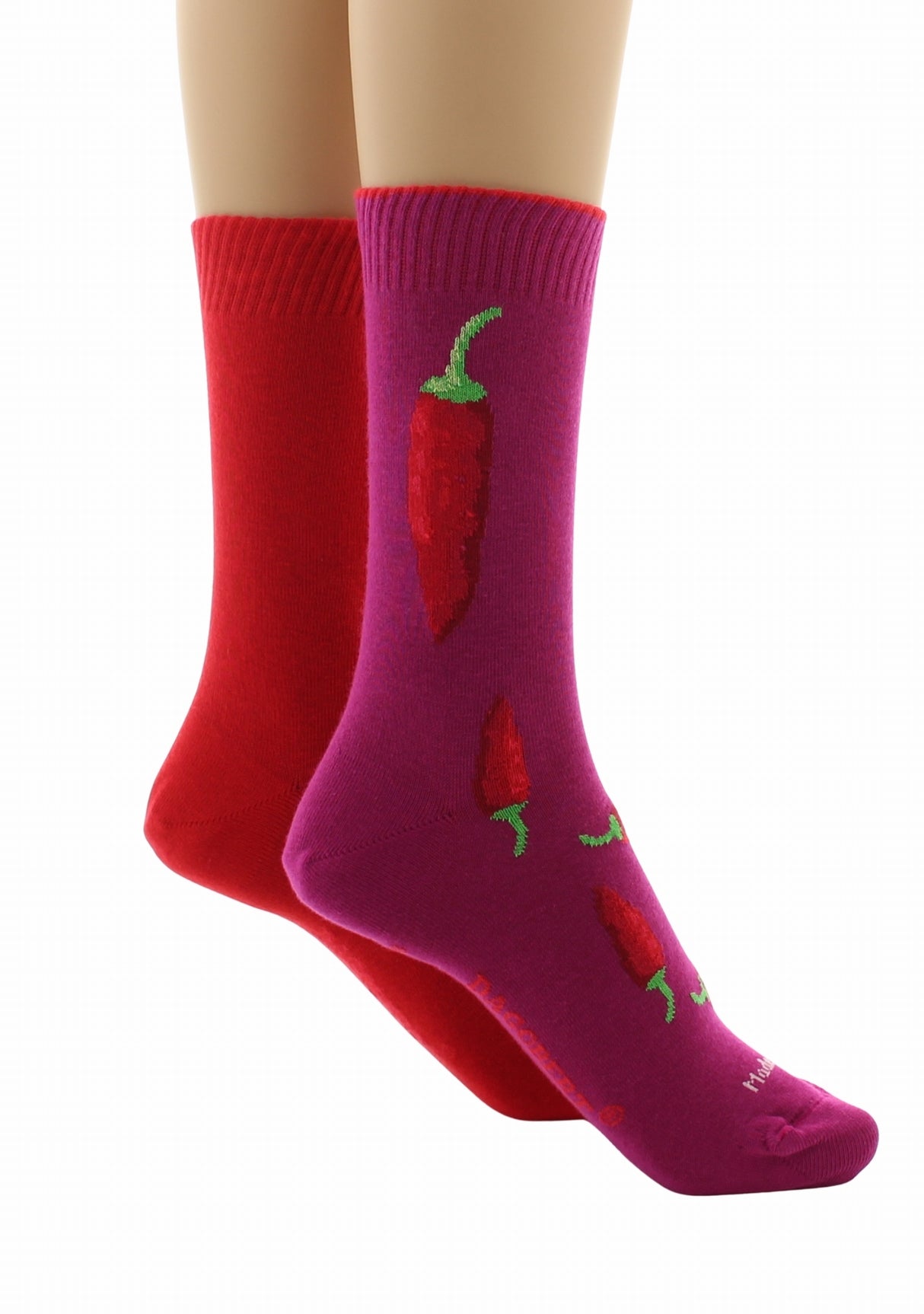Doubles chaussettes réversibles Piments Fushia Intérieur Rouge FUSHIA-ROUGE