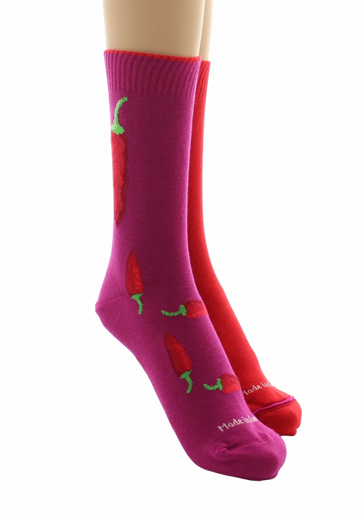Doubles chaussettes réversibles Piments Fushia Intérieur Rouge FUSHIA-ROUGE