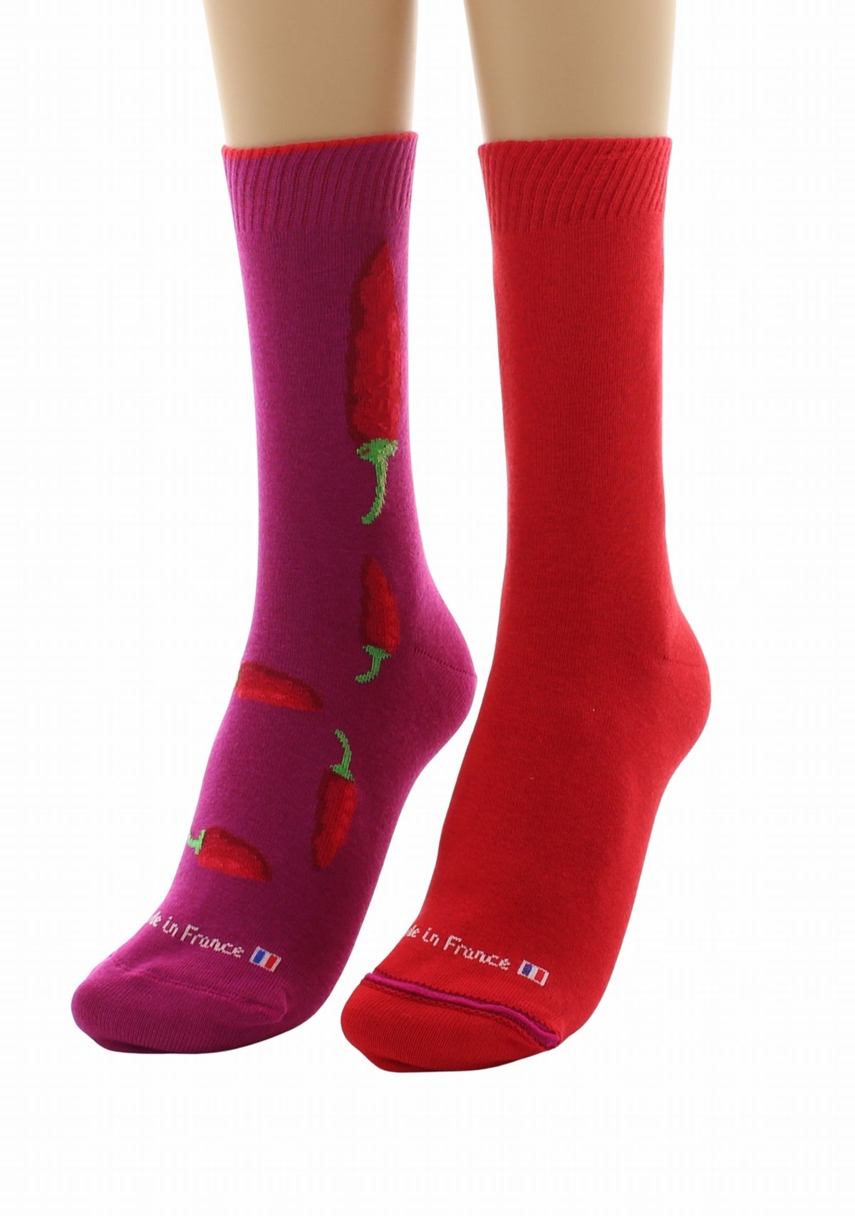 Doubles chaussettes réversibles Piments Fushia Intérieur Rouge FUSHIA-ROUGE