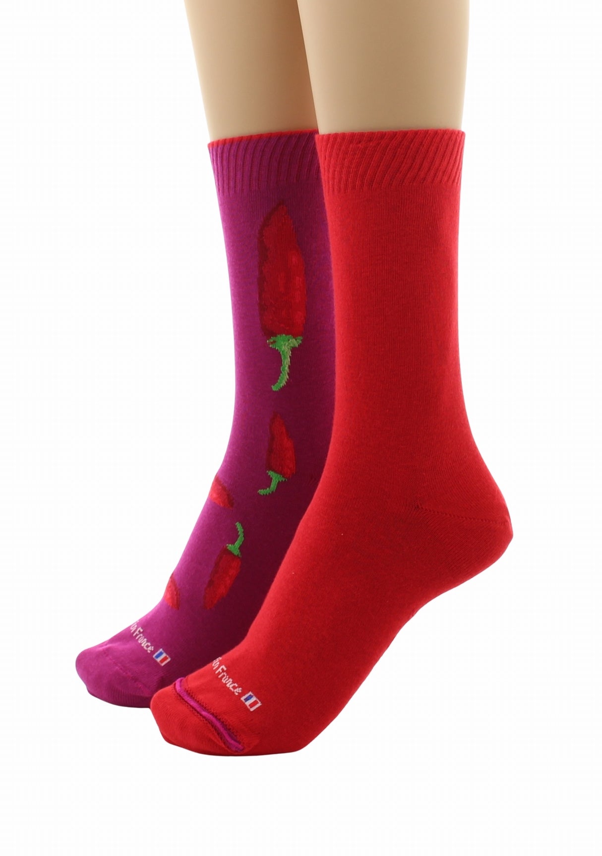 Doubles chaussettes réversibles Piments Fushia Intérieur Rouge FUSHIA-ROUGE