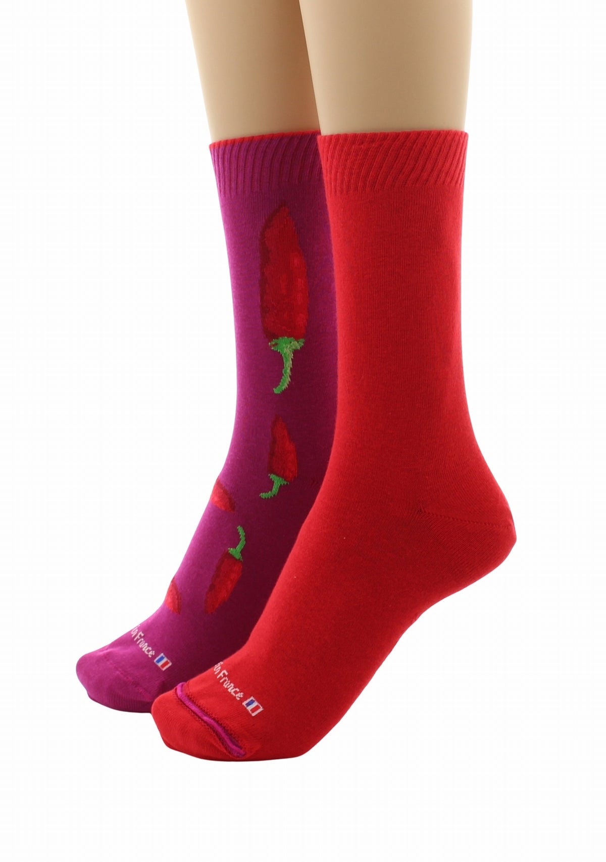 Doubles chaussettes réversibles Piments Fushia Intérieur Rouge FUSHIA-ROUGE
