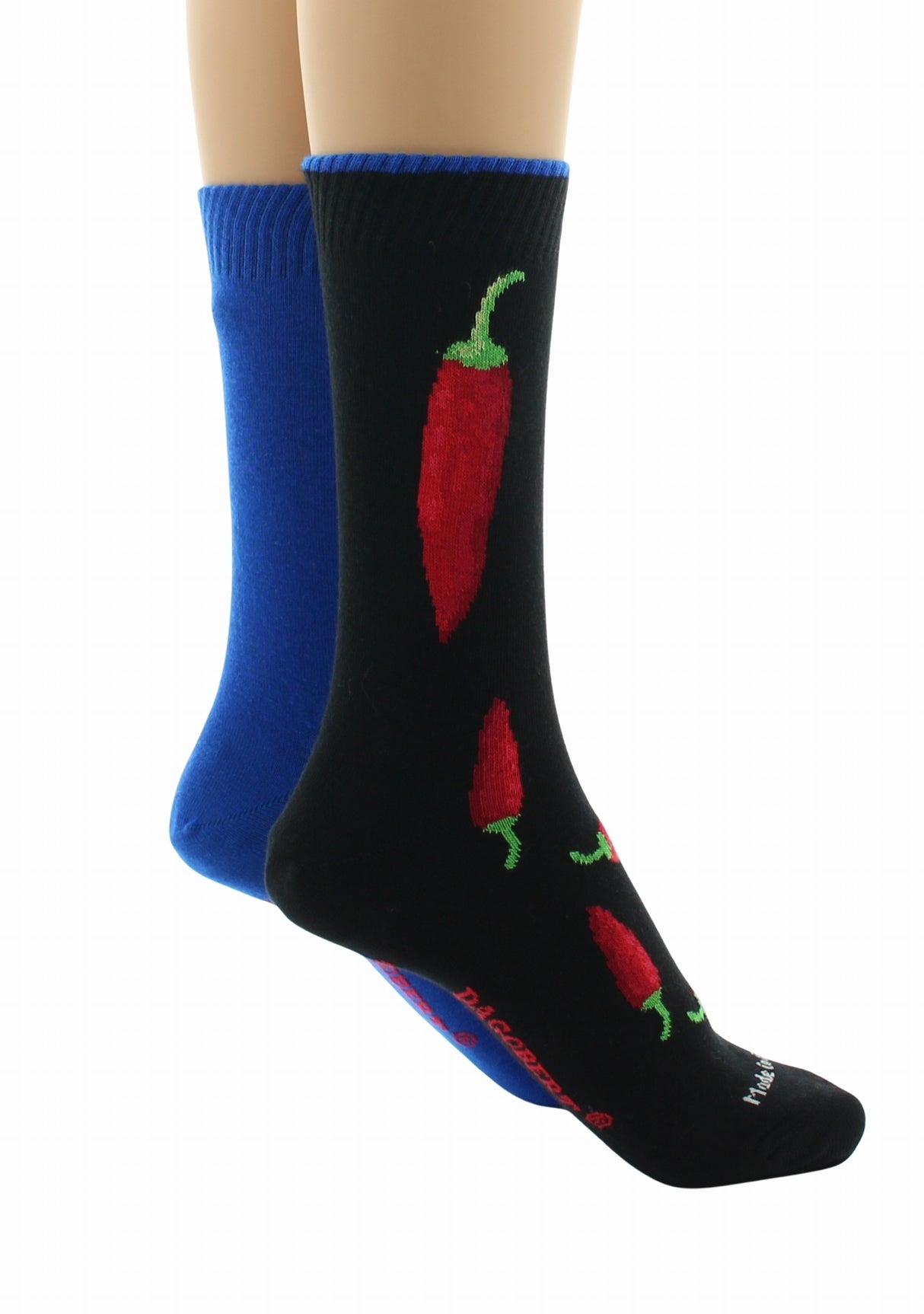 Doubles chaussettes réversibles Piments Noir Intérieur Bleu NOIR-BLEU