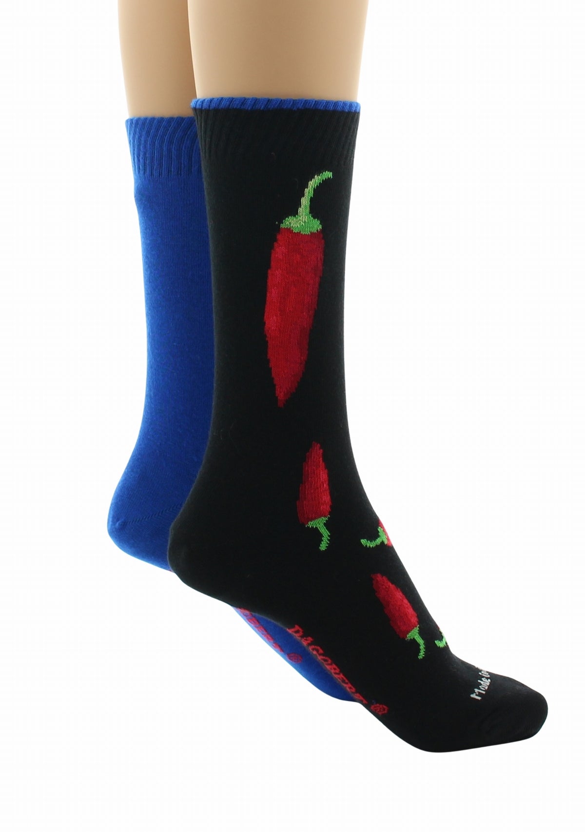 Doubles chaussettes réversibles Piments Noir Intérieur Bleu NOIR-BLEU