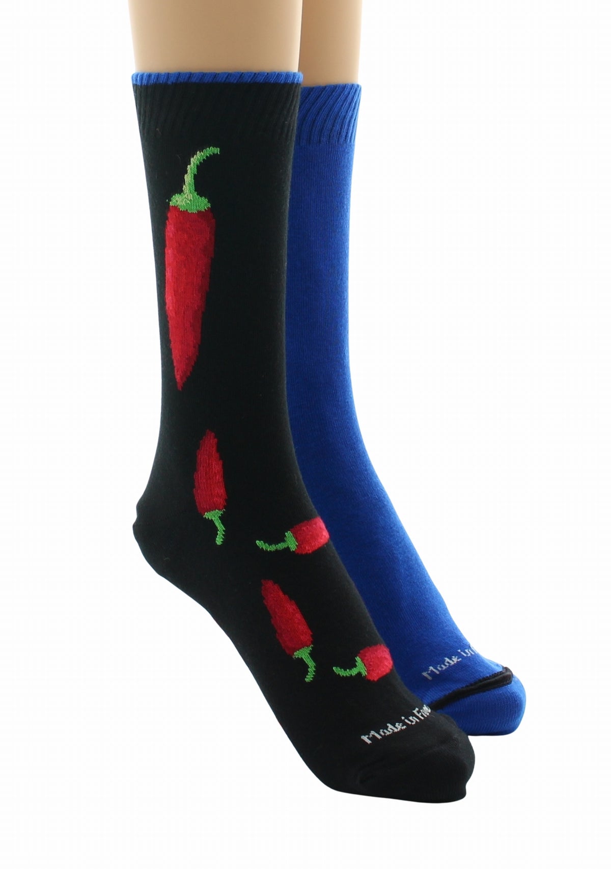Doubles chaussettes réversibles Piments Noir Intérieur Bleu NOIR-BLEU