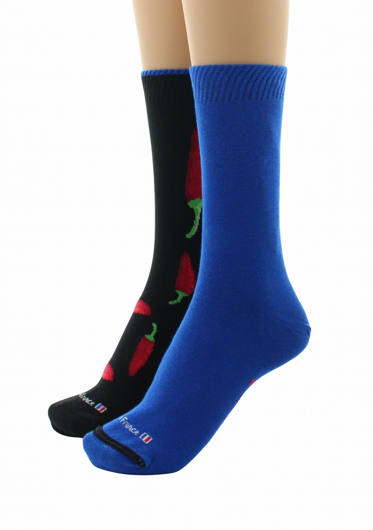 Doubles chaussettes réversibles Piments Noir Intérieur Bleu NOIR-BLEU