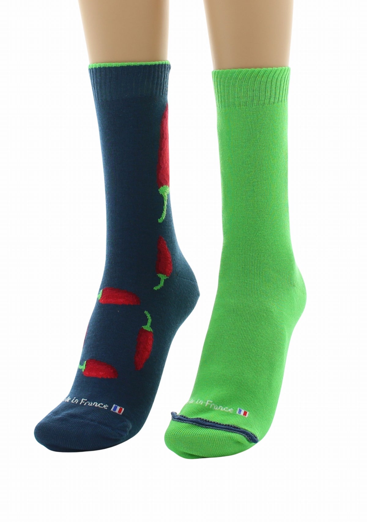 Doubles chaussettes réversibles Piments Vert de gris Intérieur Vert VERT DE GRIS-VERT