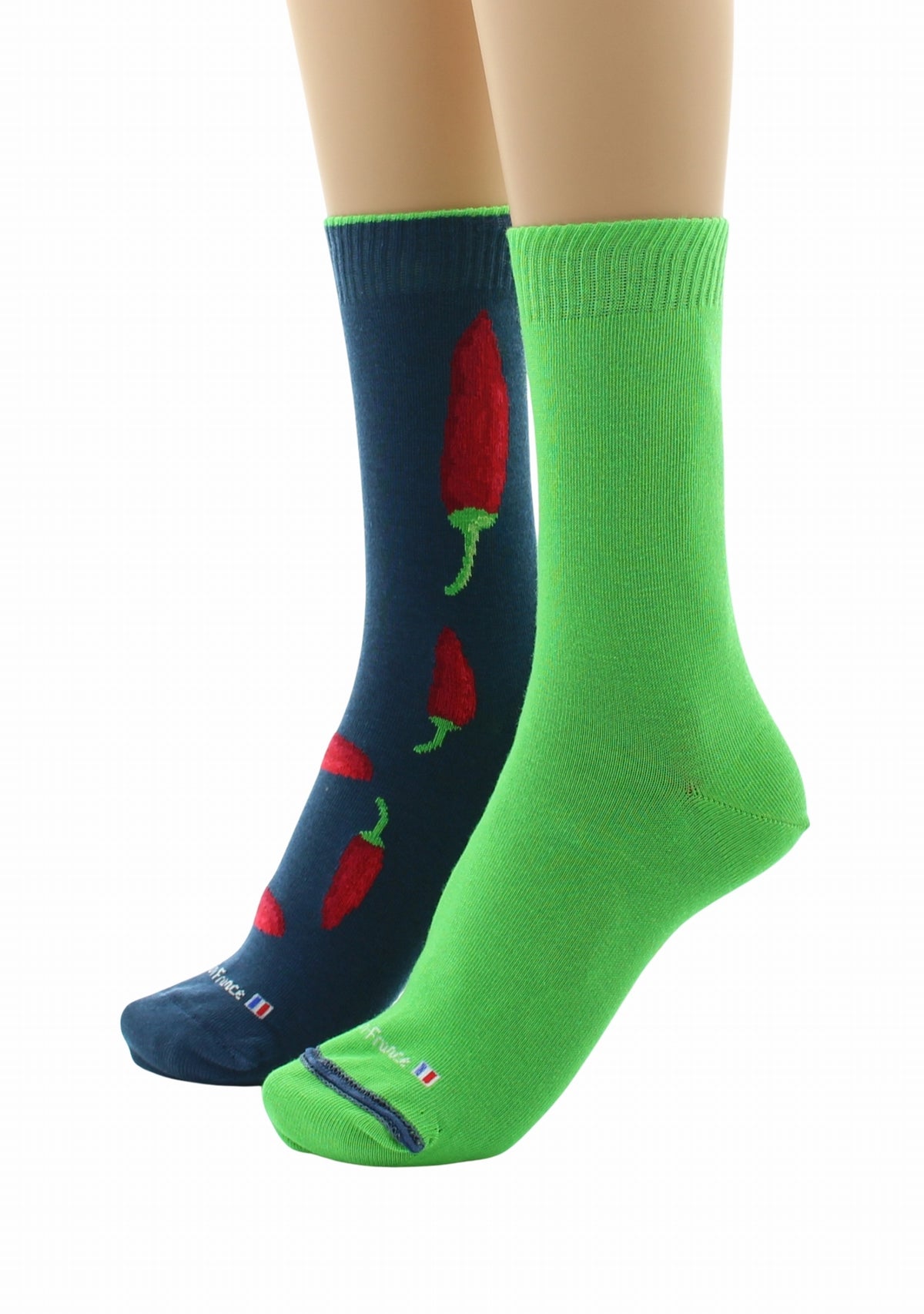 Doubles chaussettes réversibles Piments Vert de gris Intérieur Vert VERT DE GRIS-VERT