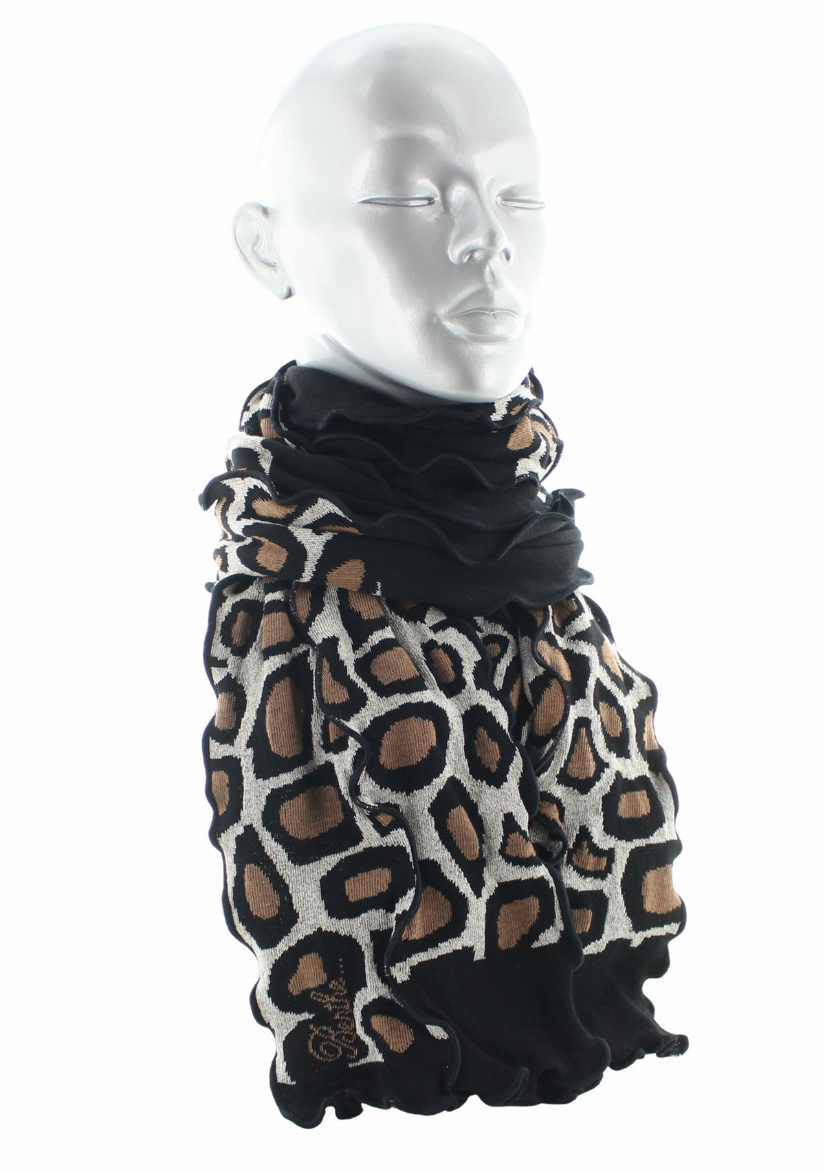 Écharpe femme coton Berthe Léopard NOIR