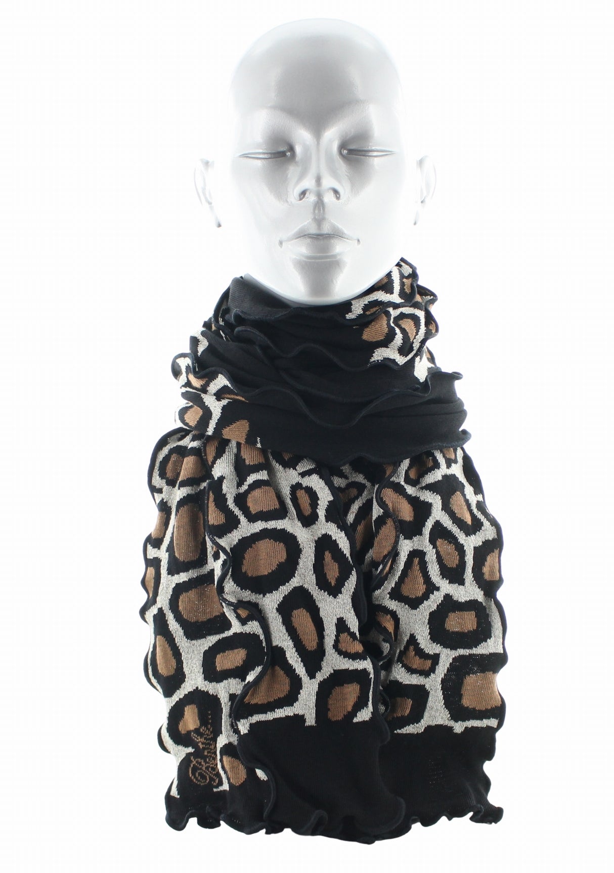 Écharpe femme coton Berthe Léopard NOIR
