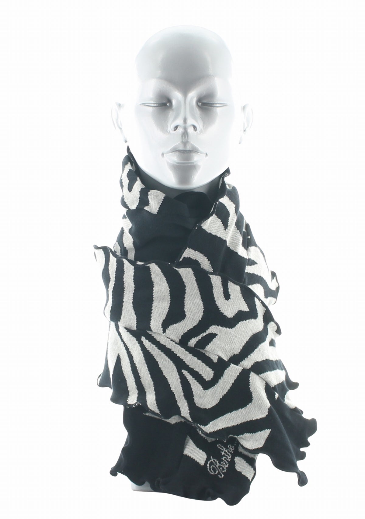 Écharpe femme coton Berthe Zèbre NOIR/BLANC