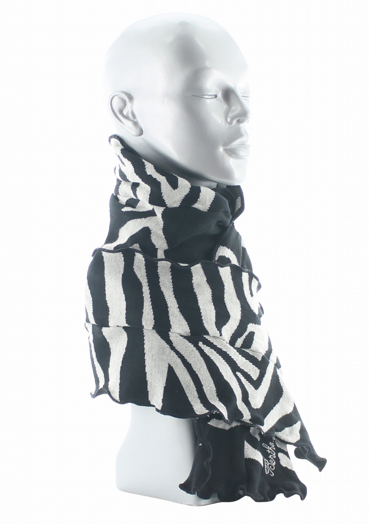 Écharpe femme coton Berthe Zèbre NOIR/BLANC