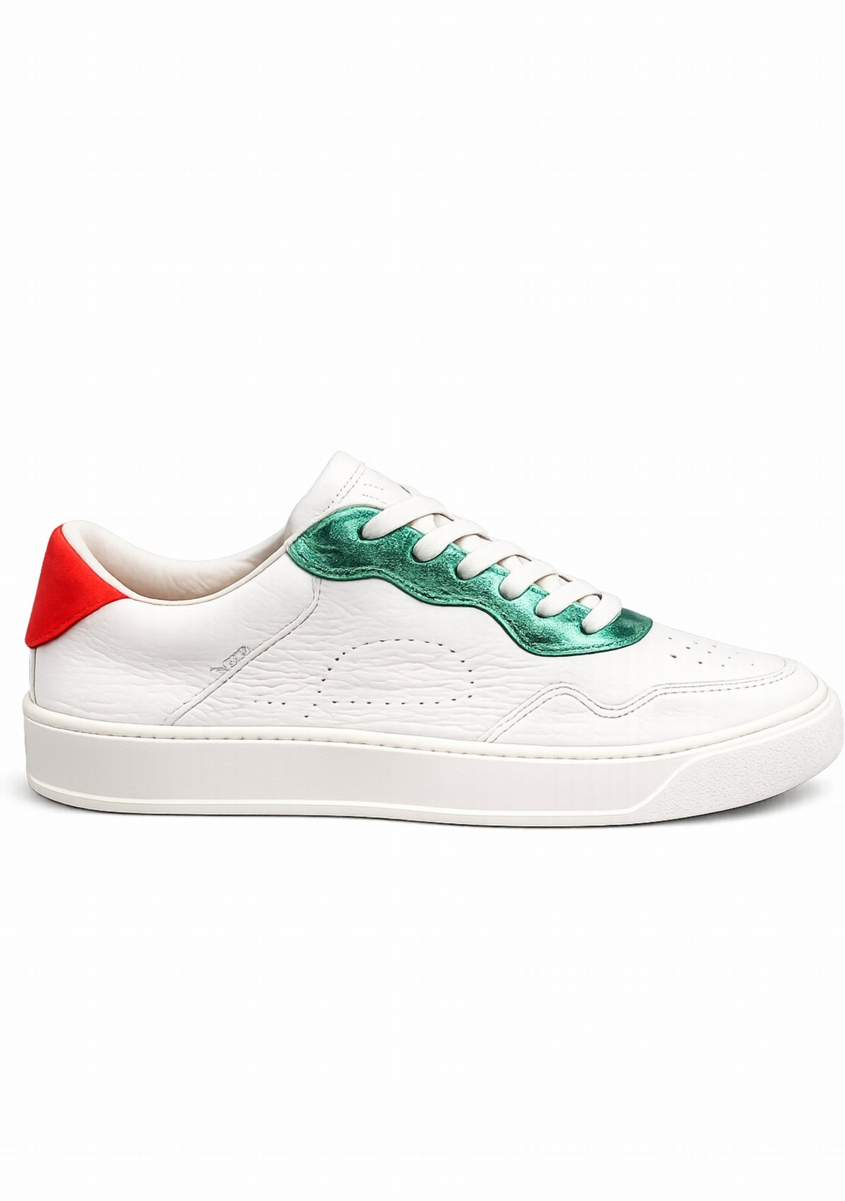 Ector 240 Cuir Blanc/Vert - Sneakers Made in France METALLISE