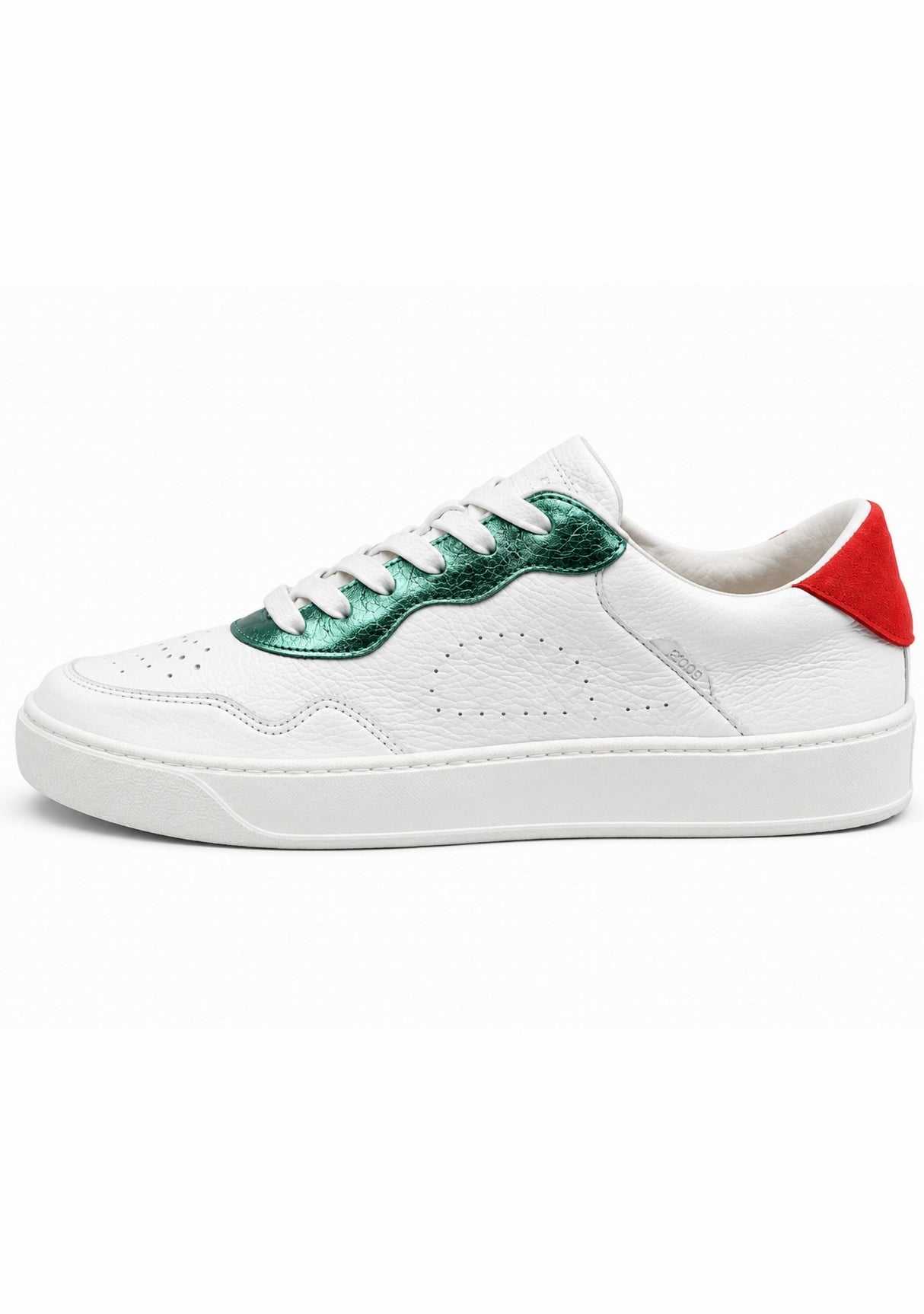 Ector 240 Cuir Blanc/Vert - Sneakers Made in France METALLISE