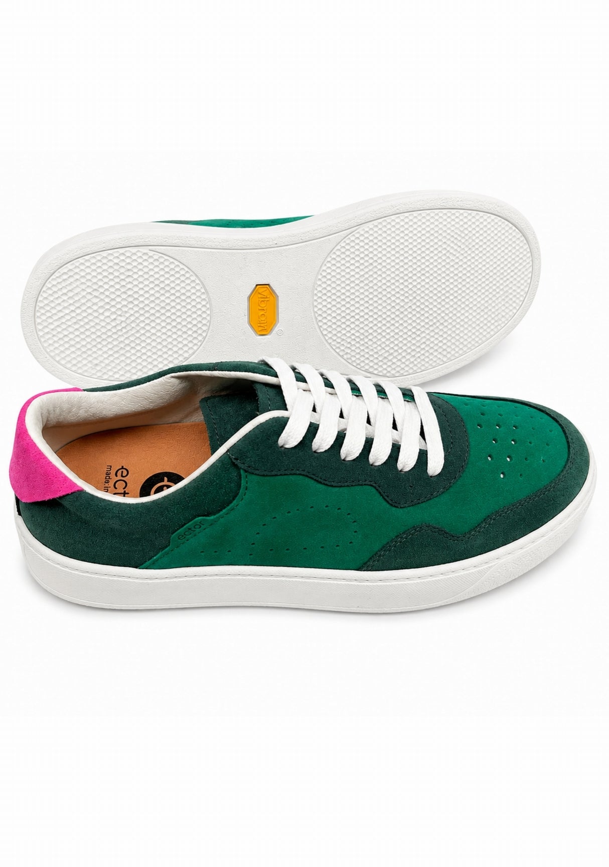 Ector 240 Cuir Blanc/Vert - Sneakers Made in France VERT ROSE
