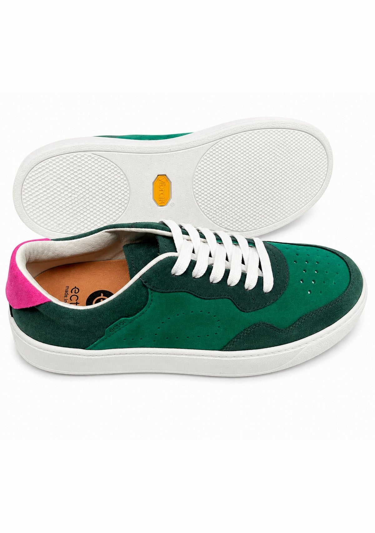 Ector 240 Cuir Blanc/Vert - Sneakers Made in France VERT ROSE