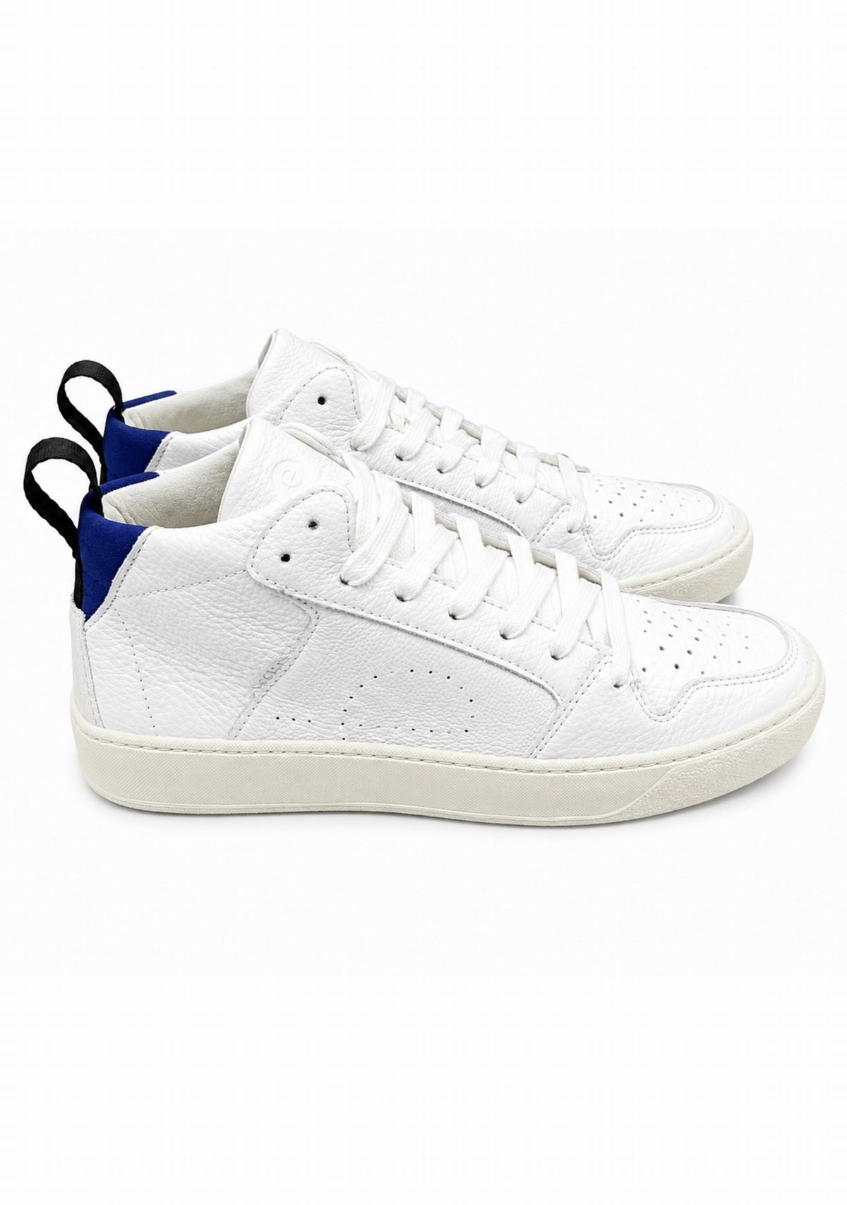 Ector 241 Blanc / Bleu – Sneakers montantes en cuir Made in France BLANC BLEU