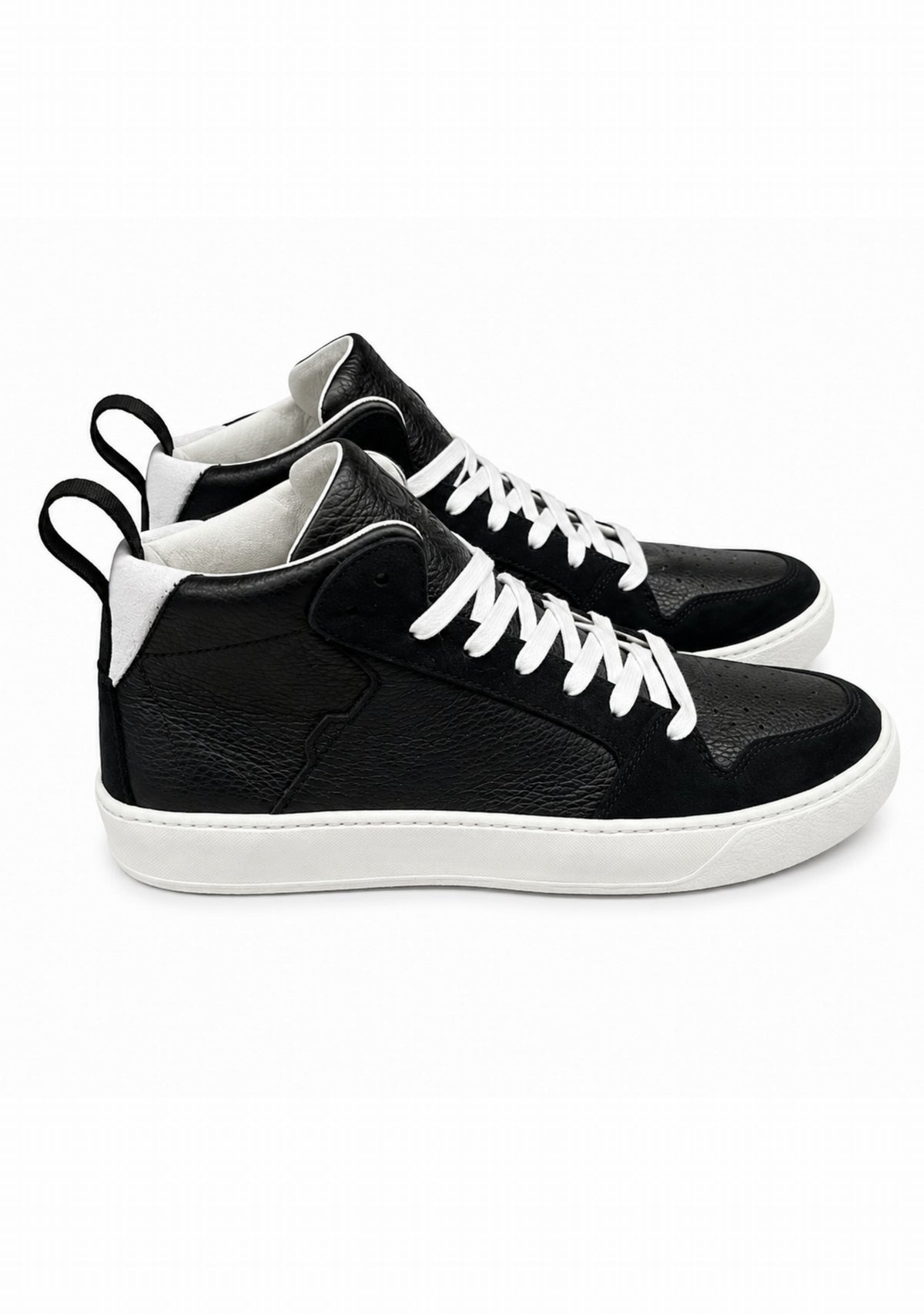Ector 241 Blanc / Bleu – Sneakers montantes en cuir Made in France NOIR
