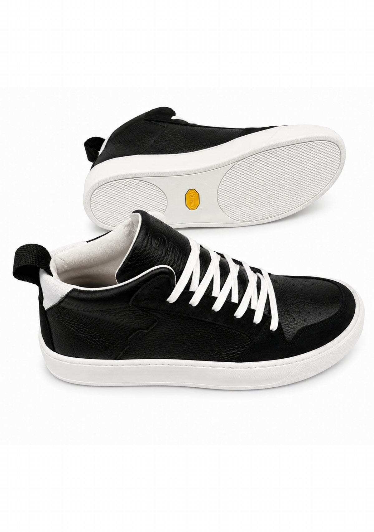 Ector 241 Blanc / Bleu – Sneakers montantes en cuir Made in France NOIR