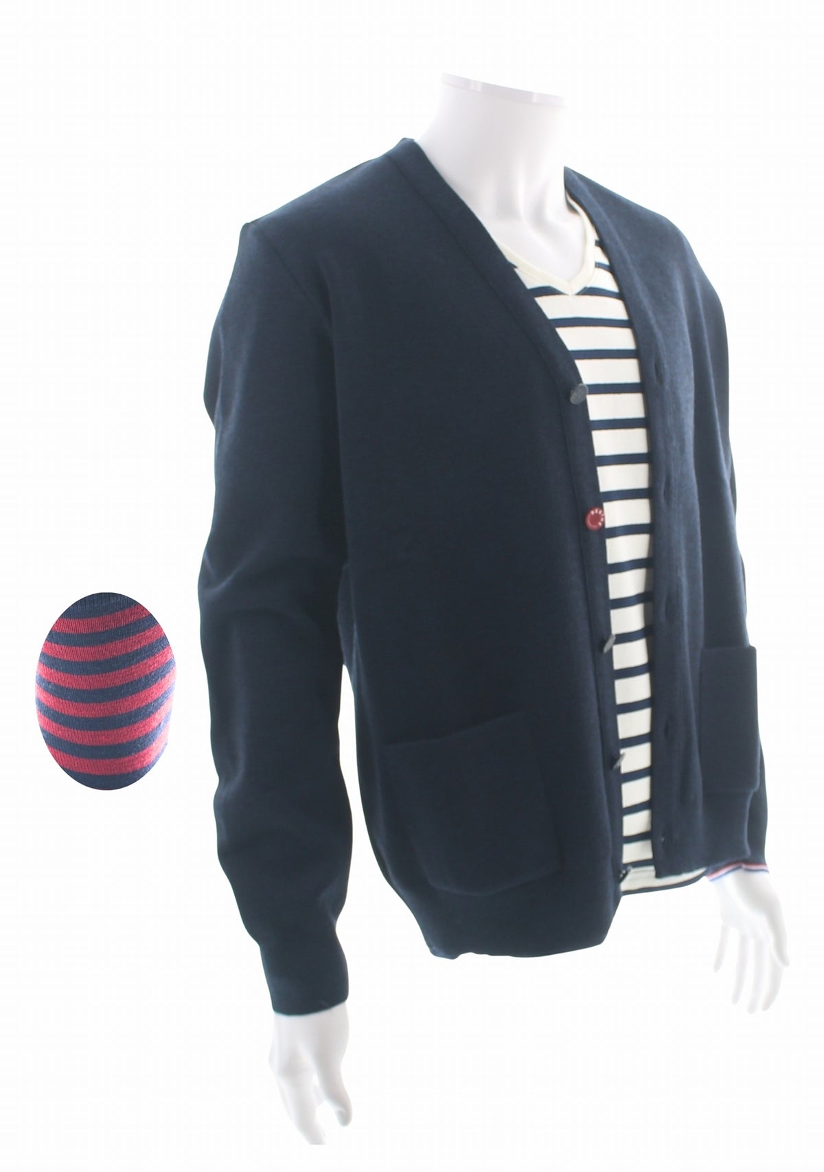 Gilet mixte en laine marine à coudières rayées MARINE
