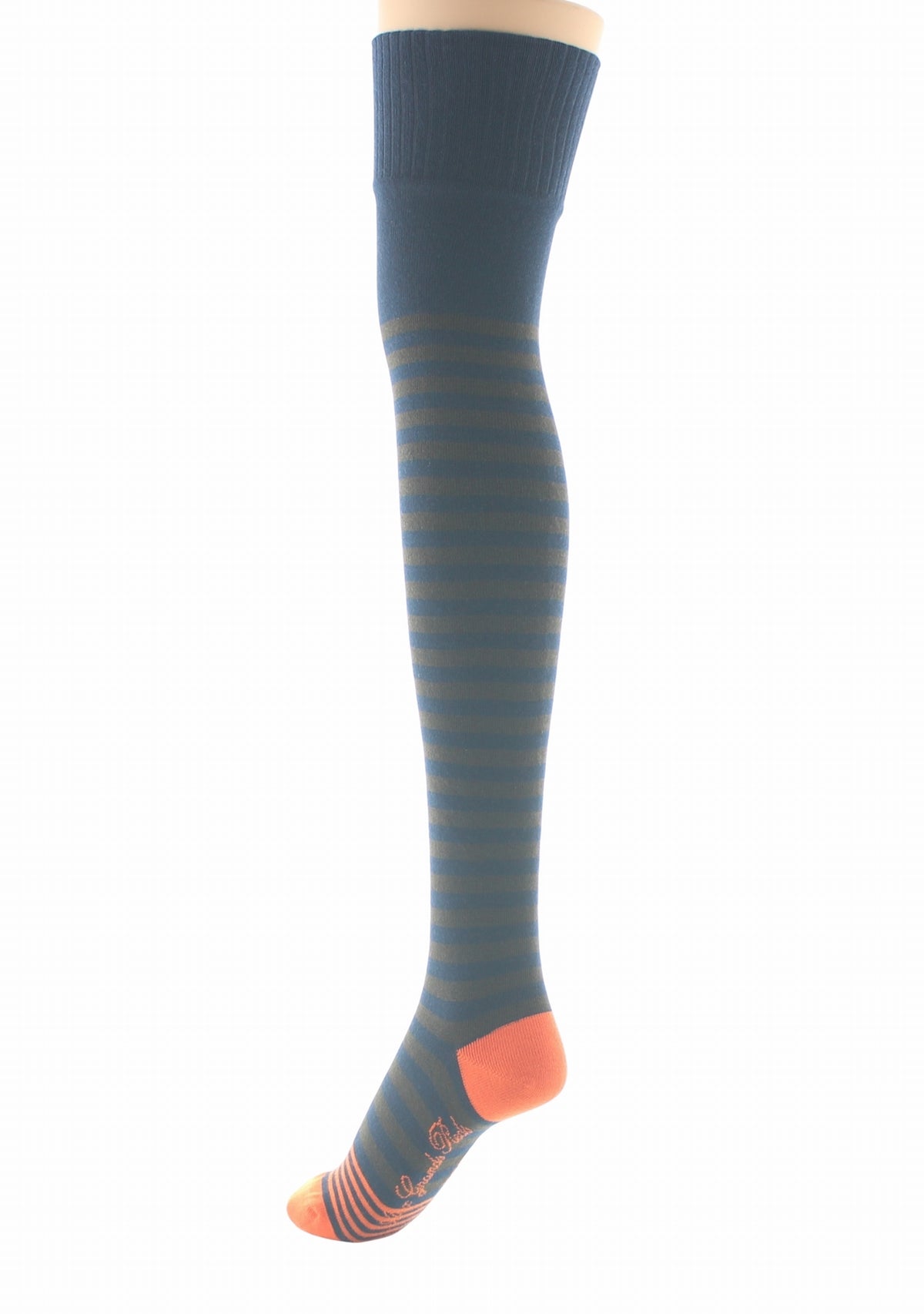 Jambières femme coton Berthe rayures marron MARINE/MARRON