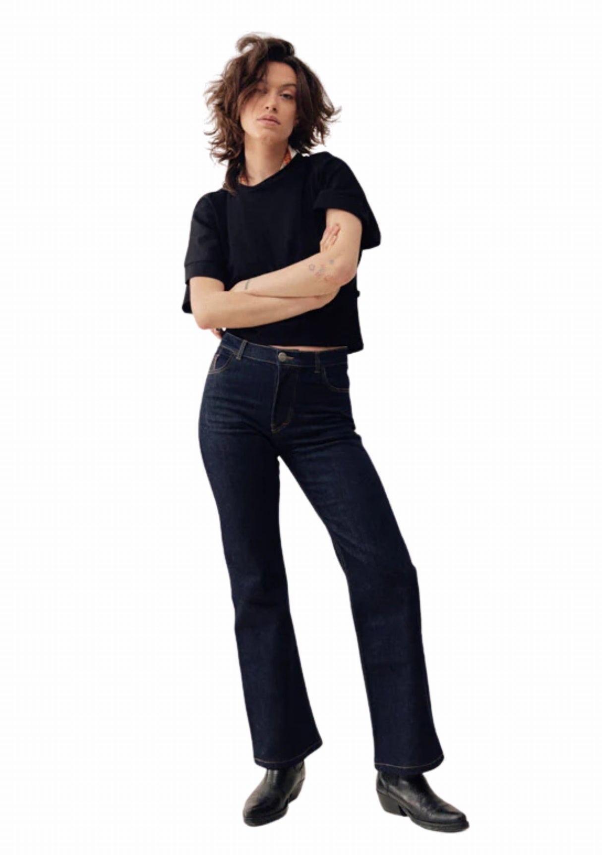 Jeans femme Océane bleu Dao - Coupe flare taille haute – Made in France BLEU