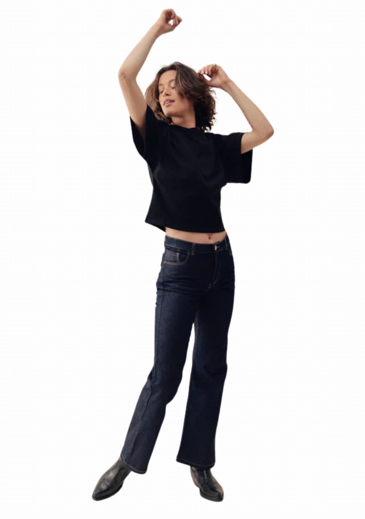 Jeans femme Océane bleu Dao - Coupe flare taille haute – Made in France BLEU