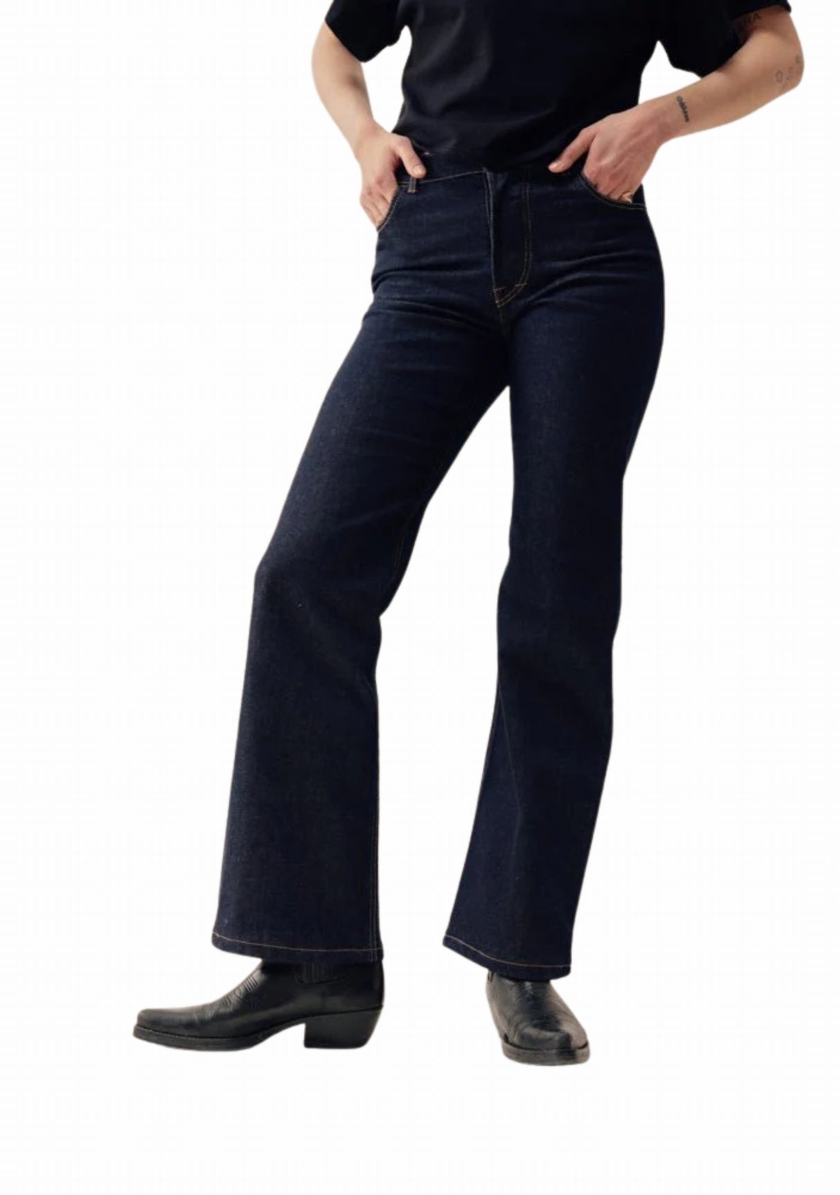 Jeans femme Océane bleu Dao - Coupe flare taille haute – Made in France BLEU