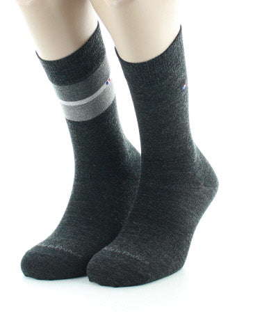 Lot 2 paires chaussettes homme laine peignée bandes colorées ANTHRACITE