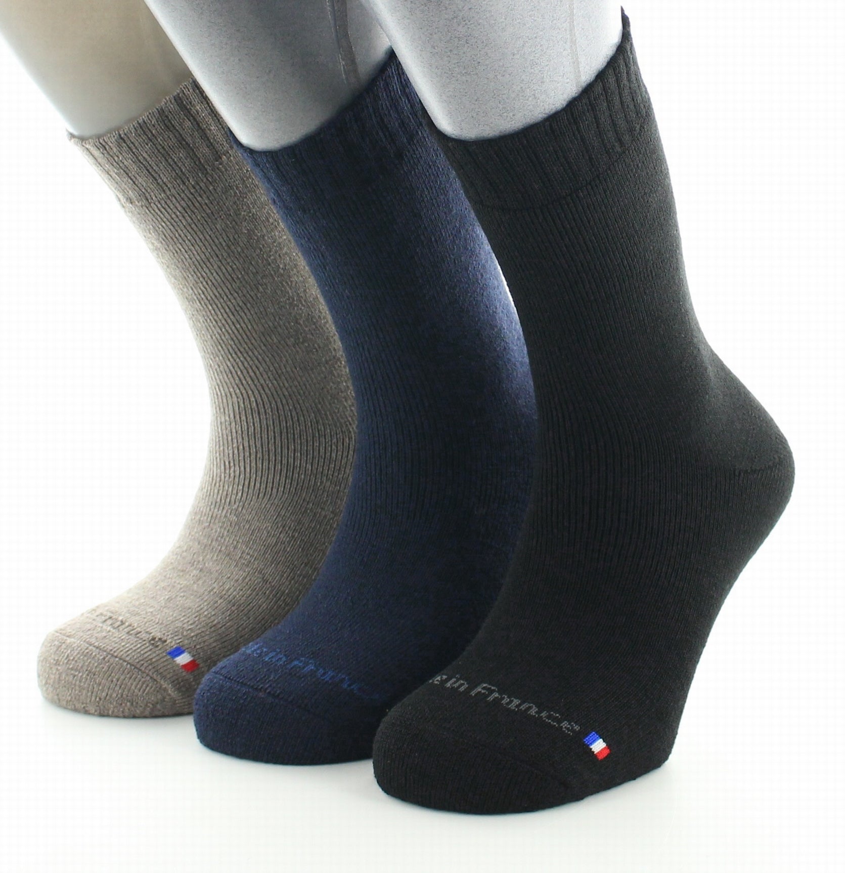 Lot 3 paires de mi-chaussettes homme en maille bouclette ASSORTI