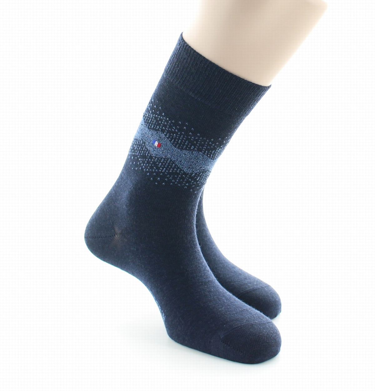 Lot de 2 paires Chaussettes Laine Peignée Fantaisie Marine MARINE