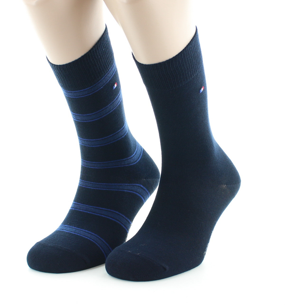 Lot de 2 paires de chaussettes mixtes en coton peigné MARINE-BLEU