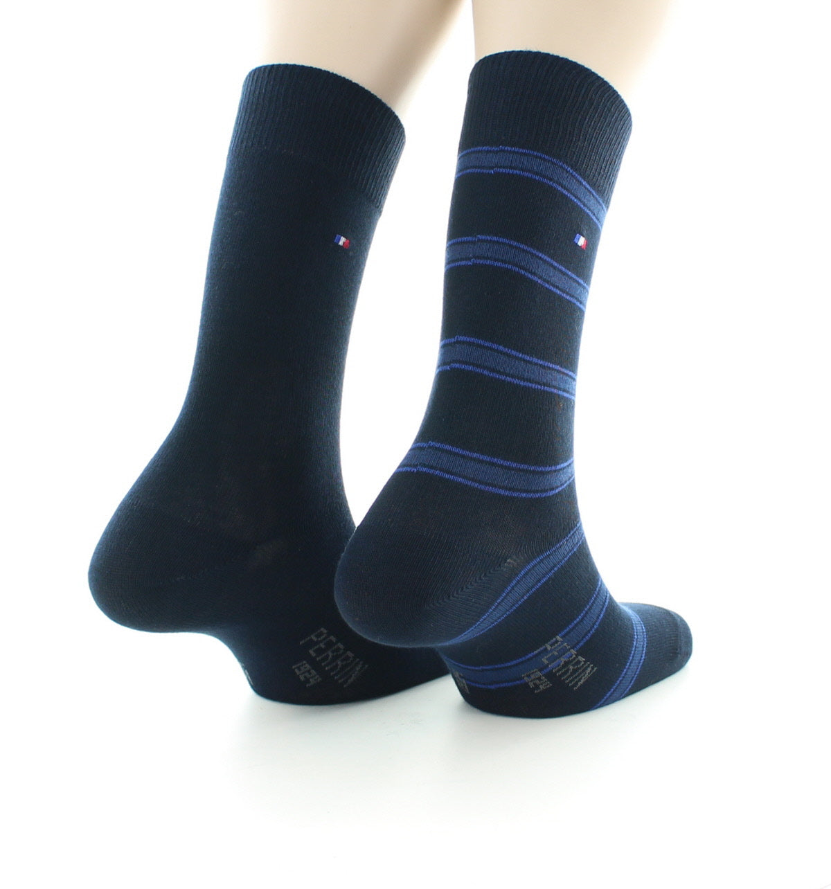 Lot de 2 paires de chaussettes mixtes en coton peigné MARINE-BLEU