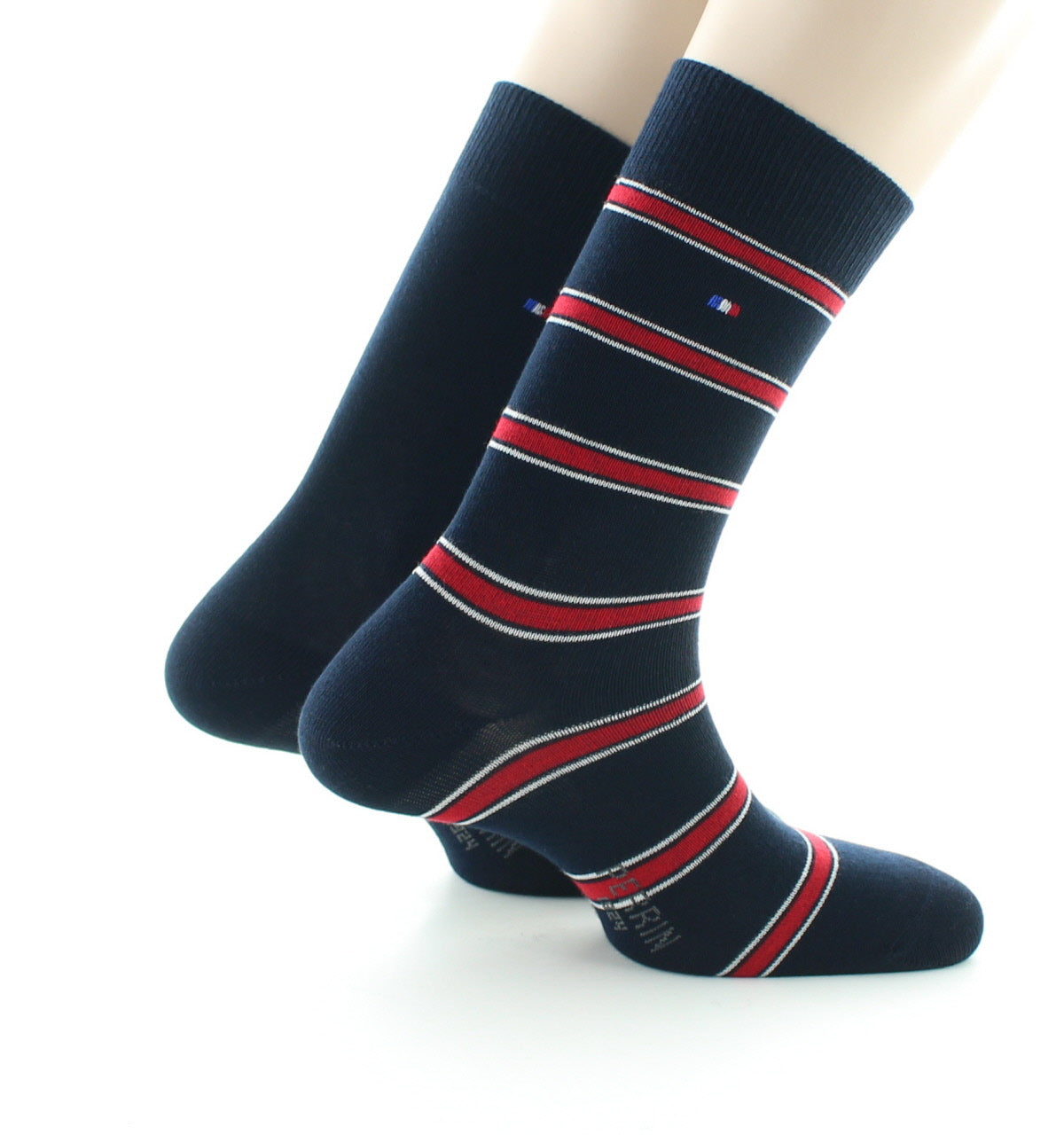 Lot de 2 paires de chaussettes mixtes en coton peigné MARINE-ROUGE