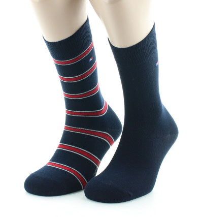 Lot de 2 paires de chaussettes mixtes en coton peigné MARINE-ROUGE