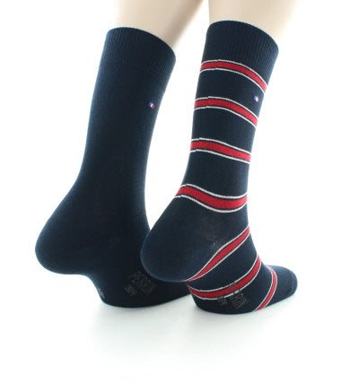 Lot de 2 paires de chaussettes mixtes en coton peigné MARINE-ROUGE