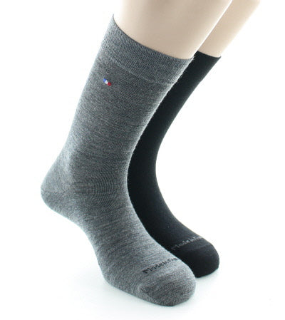 Lot de 2 paires de chaussettes mixtes unies en laine peignée NOIR/ANTHRACITE