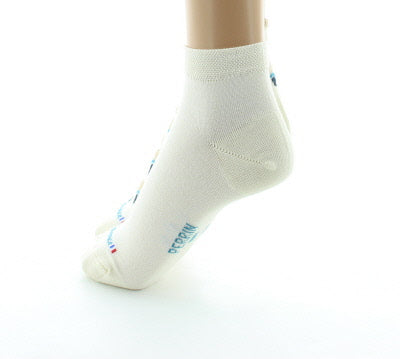 Lot de 2 paires Socquettes Femme Art déco en coton fil d'Écosse ECRU/TURQUOISE