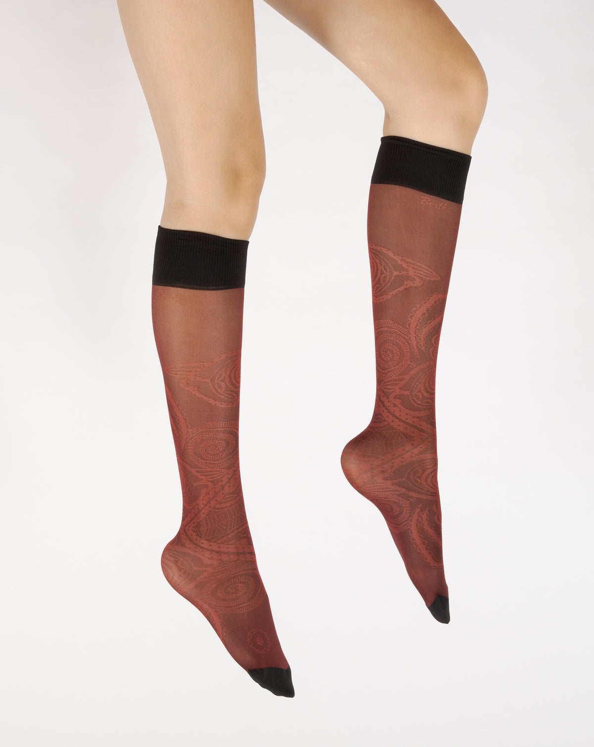 Mi-bas 30D femme maille irisée rouge ROUGE