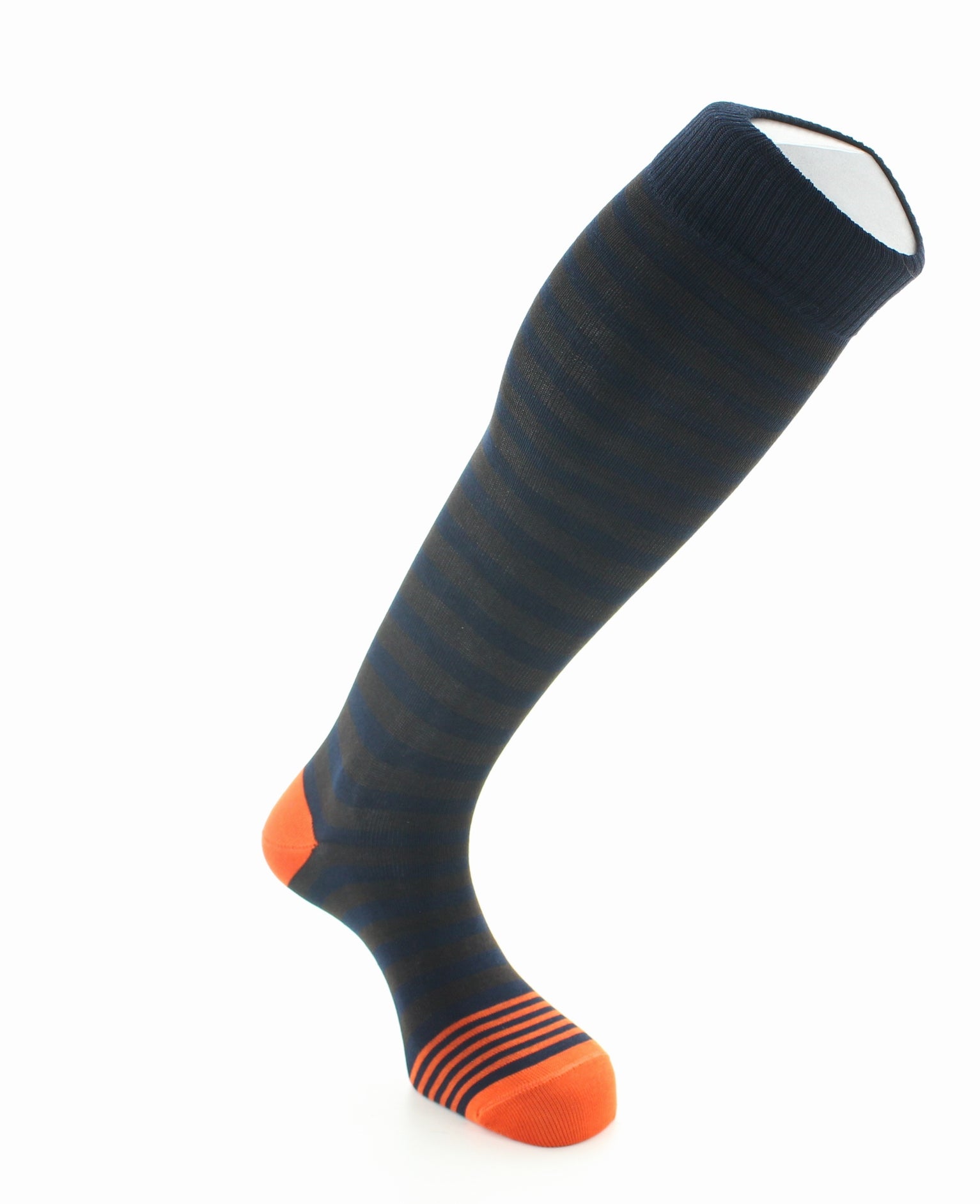 Mi-bas en fil d’Écosse pour homme Berthe Marine Marron Orange MARINE/MARRON