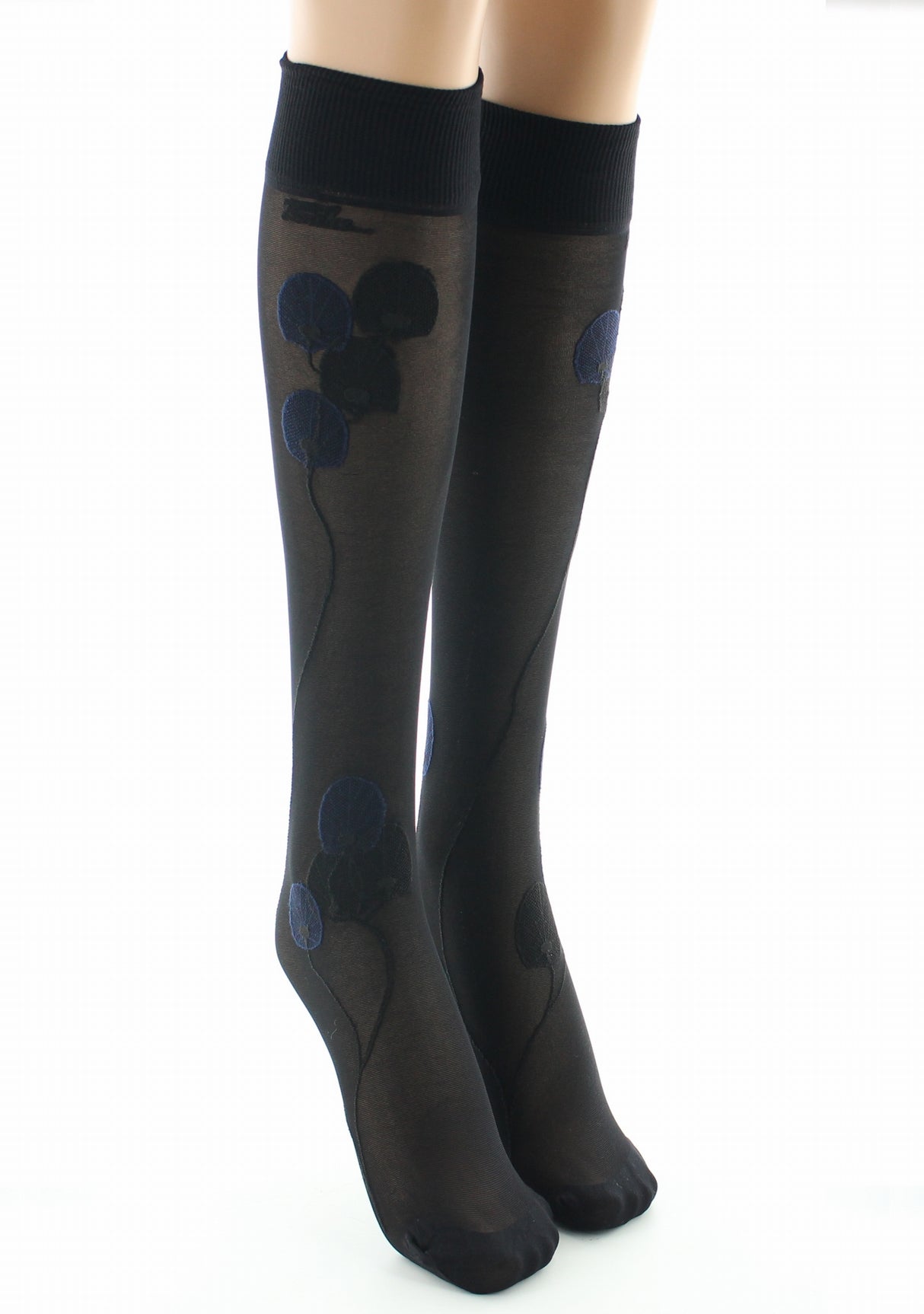 Mi-bas femme 30D noir monnaie du pape marine NOIR/MARINE