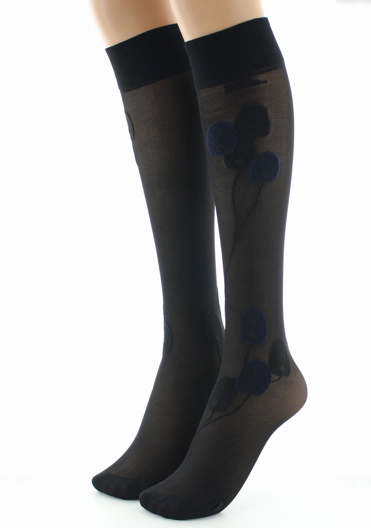 Mi-bas femme 30D noir monnaie du pape marine NOIR/MARINE