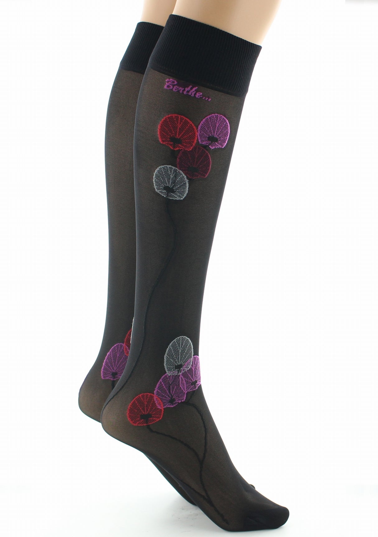 Mi-bas femme 30D noir monnaie du pape rouge NOIR/ROUGE