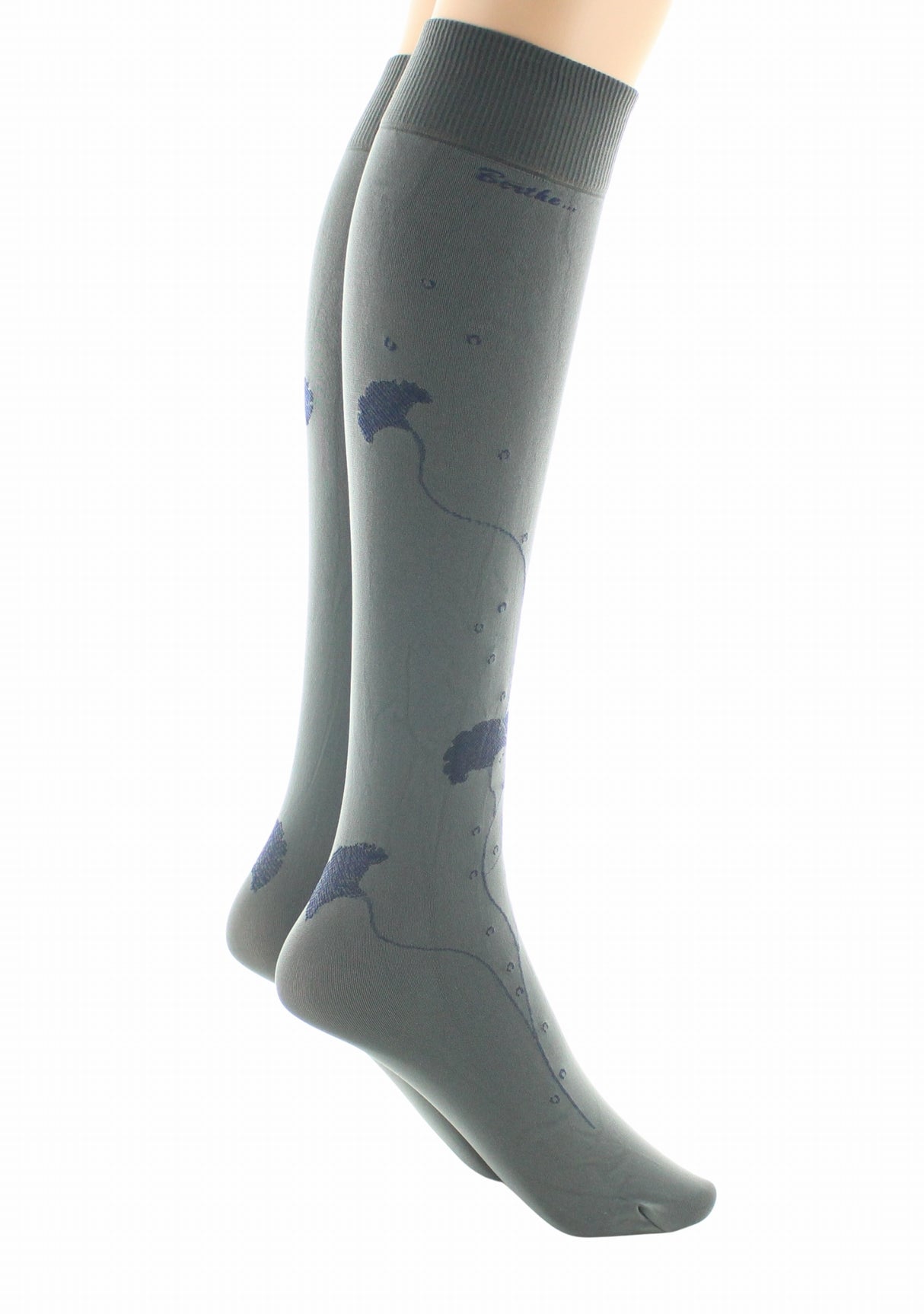 Mi-bas femme 40 deniers Berthe Albizia Kaki/Marine KAKI