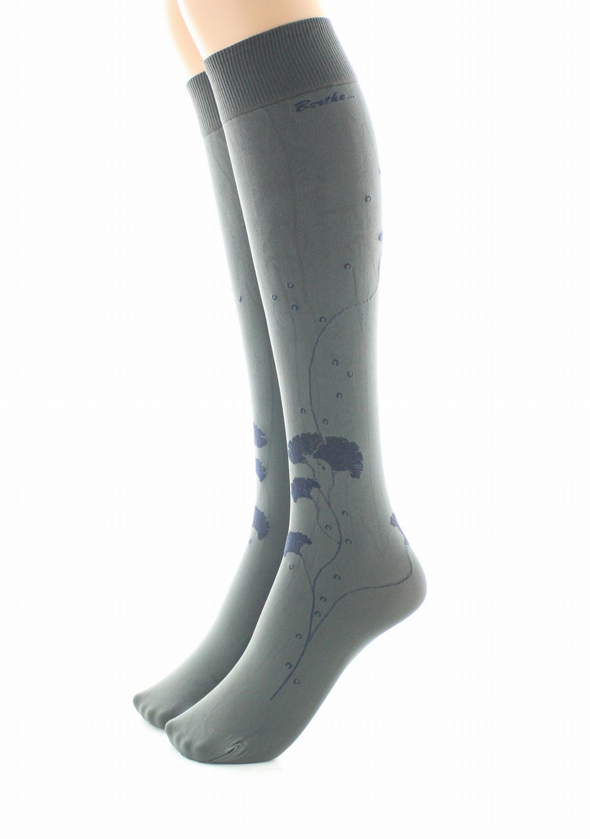 Mi-bas femme 40 deniers Berthe Albizia Kaki/Marine KAKI