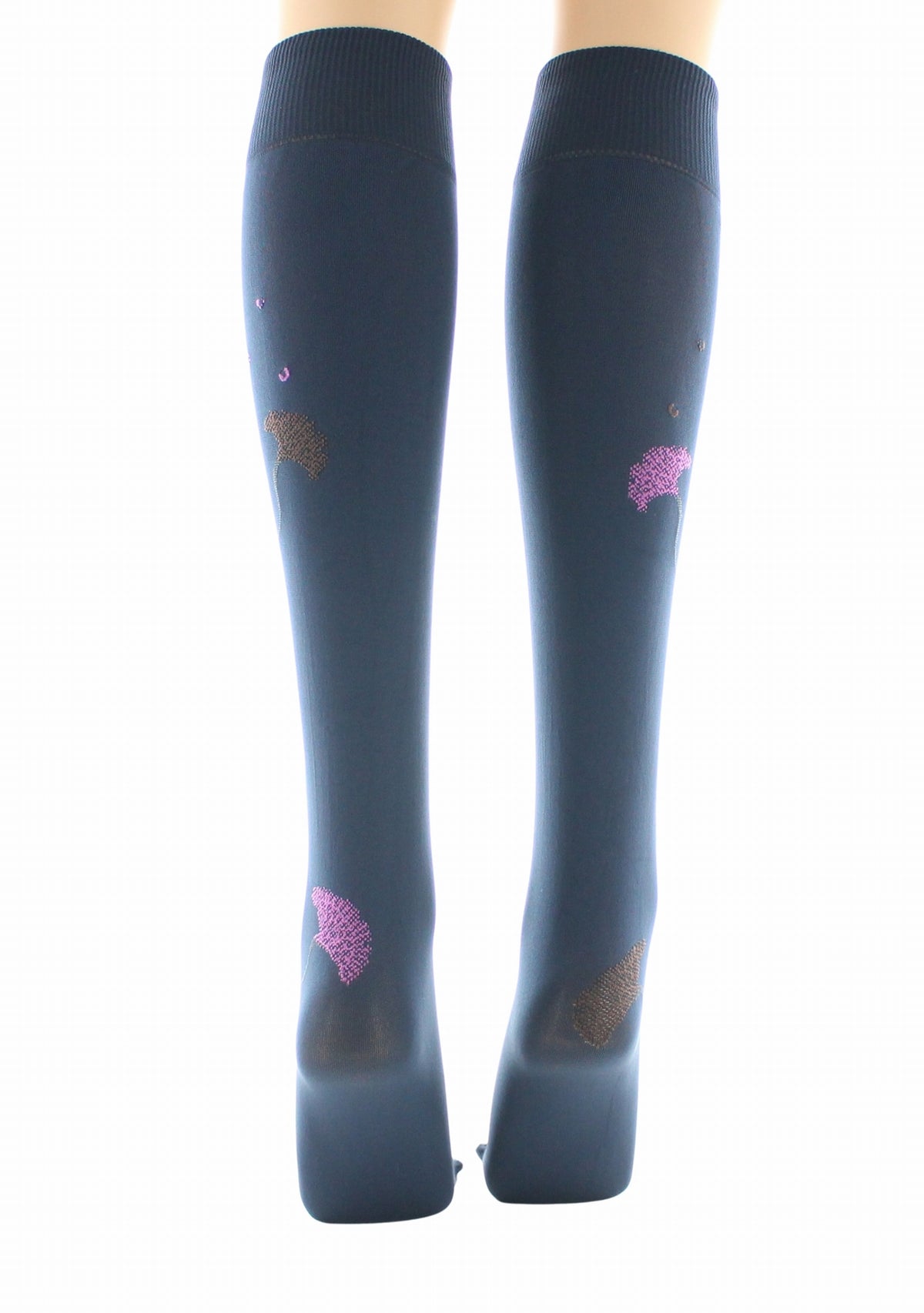Mi-bas femme 40 deniers Berthe Albizia Marine/Rose MARINE